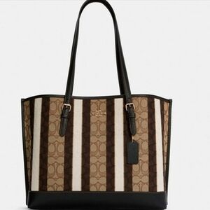NWOT Coach Mollie Tote Bag 25 in Signature Jacquard With Stripes